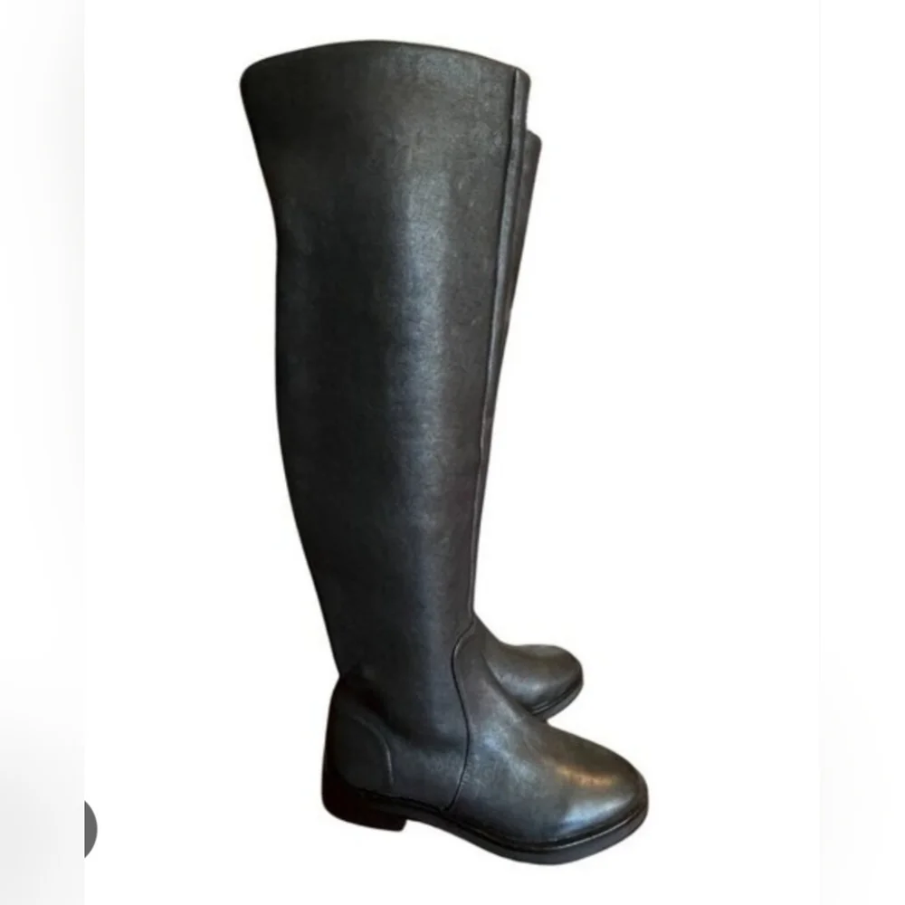 Giani Bini Womens Overs The Knee Riding Black Leather Boots